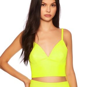 Susana Mónaco Crop top Faux Leather Neón Green